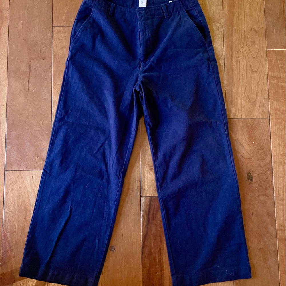 Gap Navy Blue Wide-leg Twill Pants